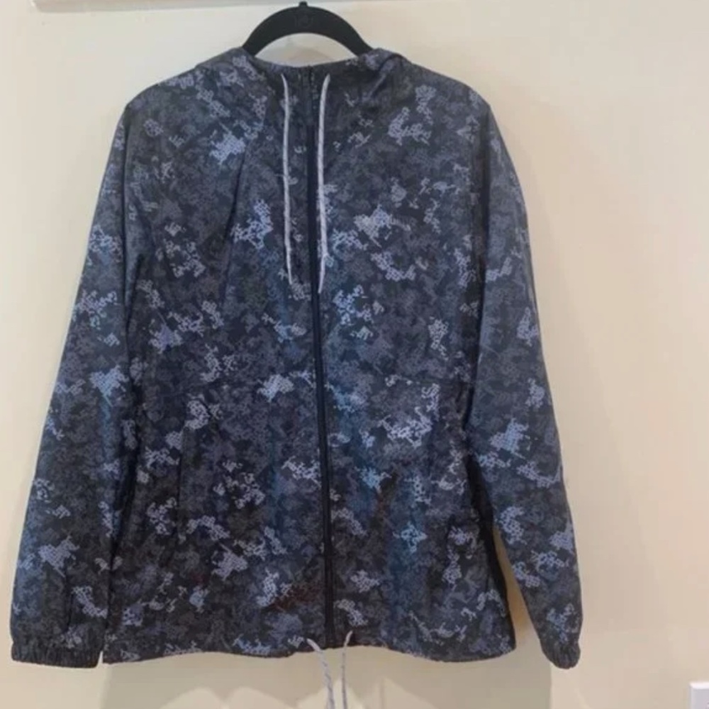 Columbia Black & Gray Camouflage Zip Up Windbreaker Rain Jacket [Small]